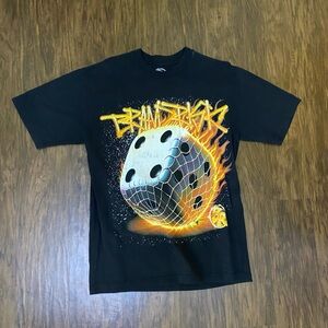 Boutique Black Graphic Tee with Dice Design
